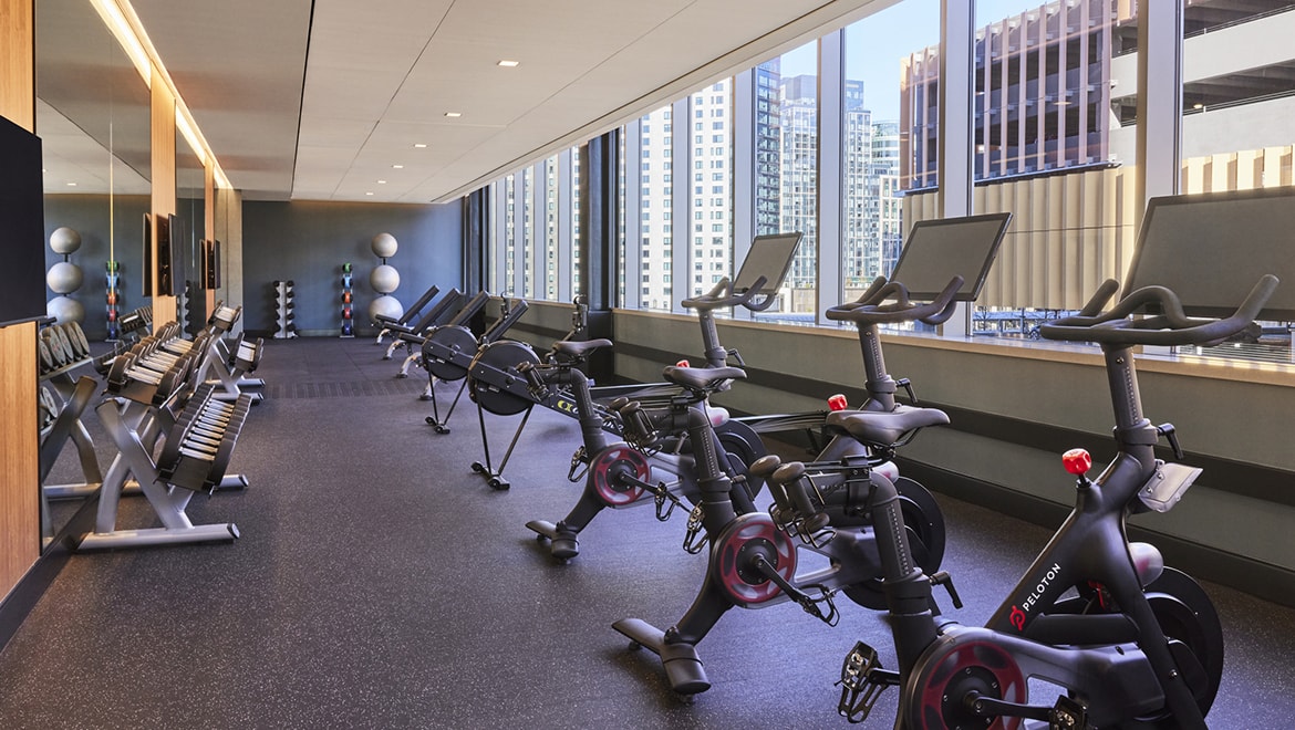 Fitness center at Omni Boston Hotel at the Seaport