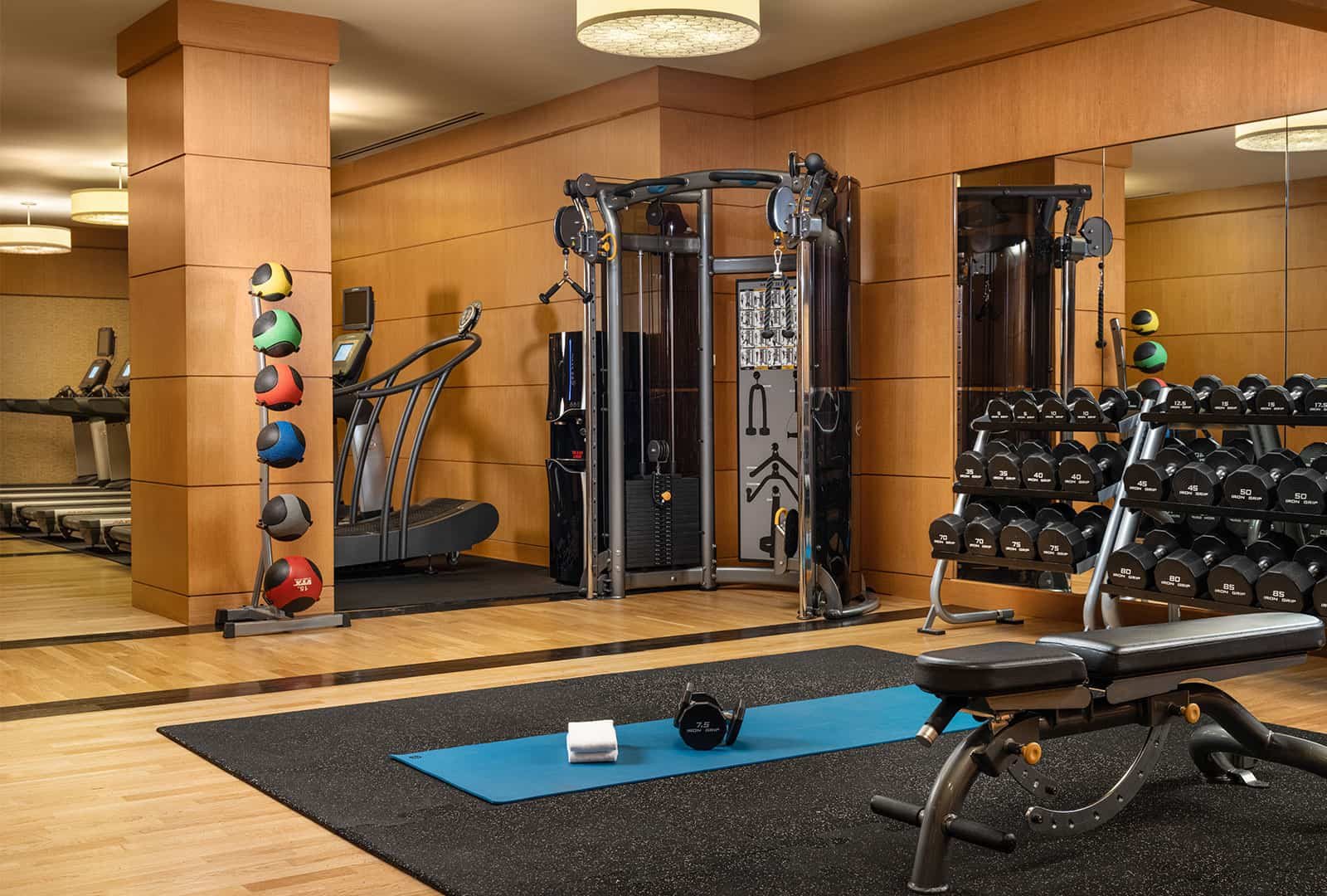 Fitness center at The Grand America Hotel